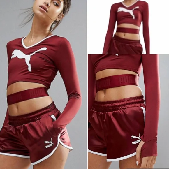 Puma Burgundy crop top - XS - Picture 1 of 13